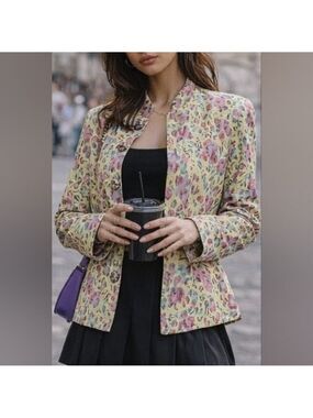 L • Tudor Court • Colourful Cheetah Print Jacket with Silver Cage Buttons